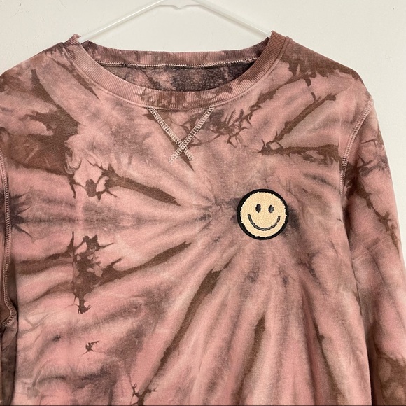 Upcycled Reflective Handmade Tie Dye Pullover Sweatshirt Womens Medium Pink - Picture 3 of 12